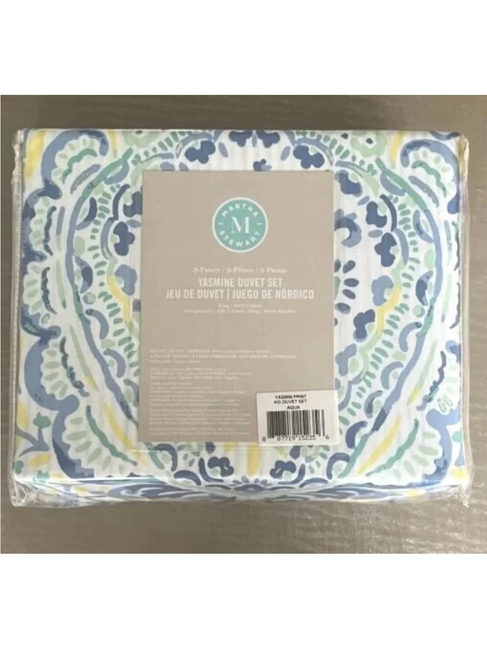 MARTHA STEWART 100% Striped 3Pc Duvet Cover Set Queen size